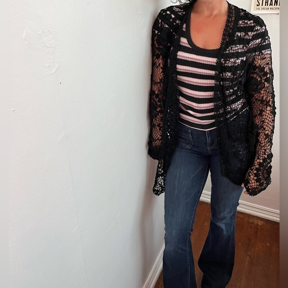NWT Vintage Lim’s 100% Cotton Crocheted Cardigan